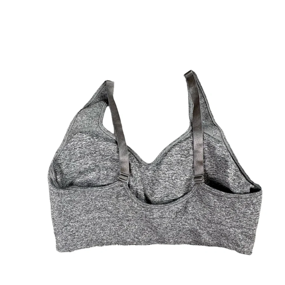 Puma Sports Bra Womens Medium Grey Racerback Heathered Removable Pads Activewear